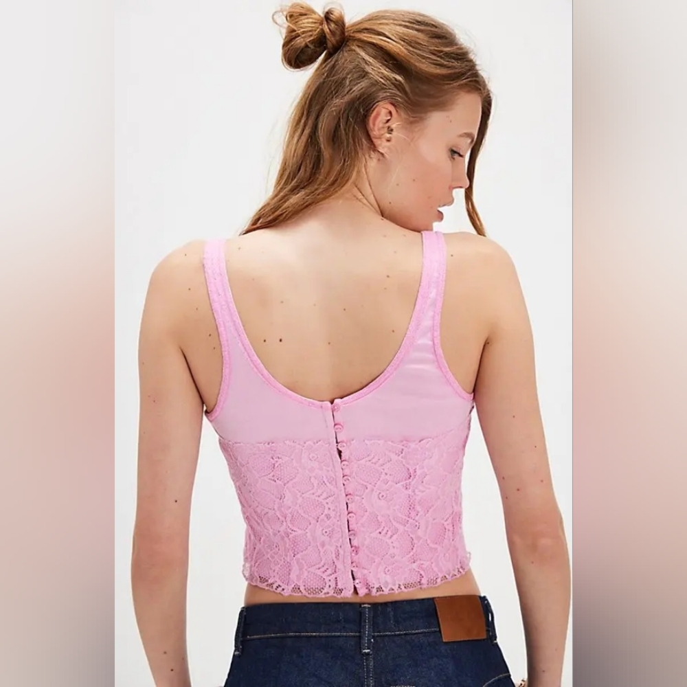 NWOT Free People Cosette Corset Tank in Pink Sugar